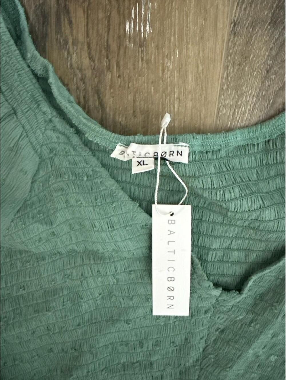 Baltic Born Lainey Smocked Dotted Midi Dress Dark Sage Green XL wedding guest - Picture 7 of 8